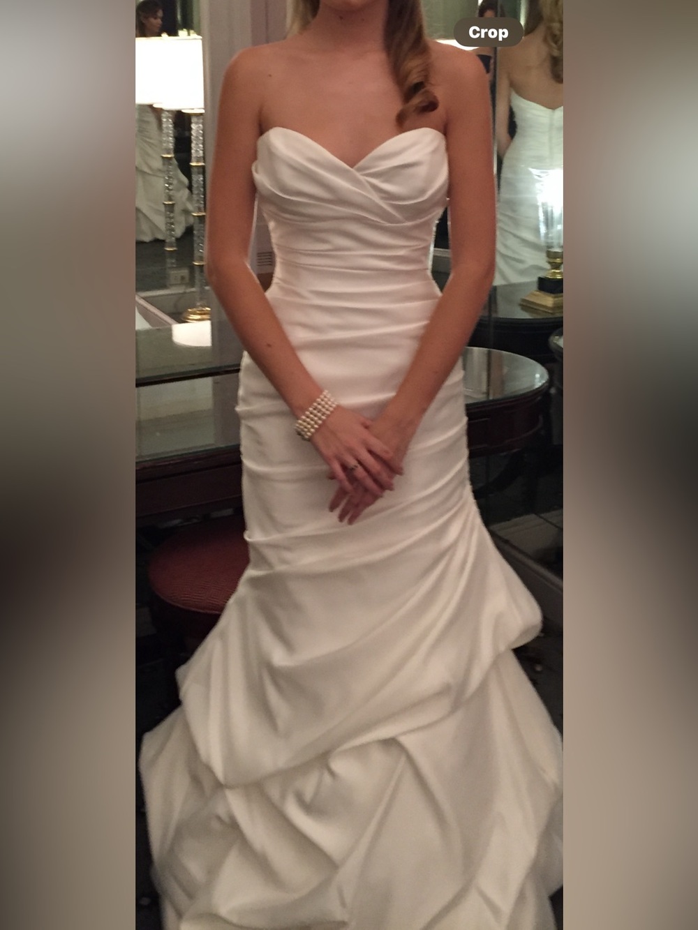 MIKAELA Strapless White Satin Mermaid Wedding Gown